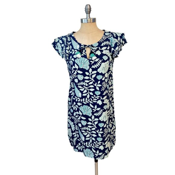 Vineyard Vines Sea Shell Coastal Linen Blend Tunic Dress With Tassel Tie XS - Picture 1 of 5